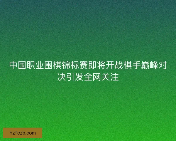 中国职业围棋锦标赛即将开战棋手巅峰对决引发全网关注